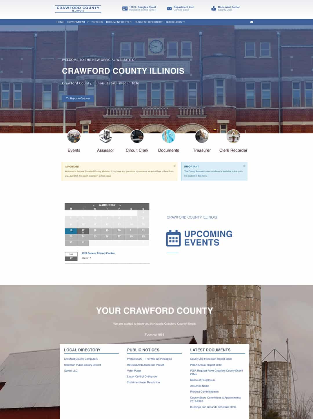 Screen Grab of the crawford county website