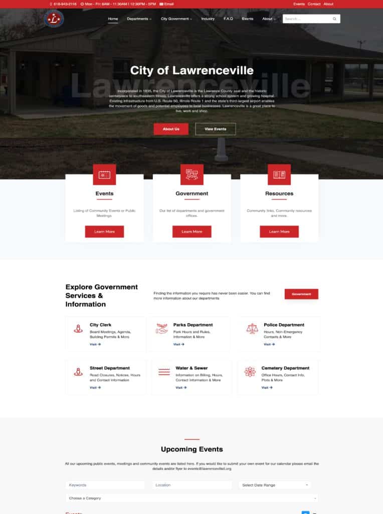 image screenshot of lawrenceville City Website in illinois